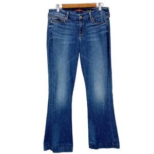 7 For All Mankind Jiselle Flare Leg Jeans Mid Rise Medium Wash Denim Women's 30